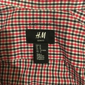 H & M plaid long sleeve button up dress shirt